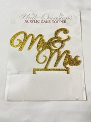 Gold Glitter ‘Mr And Mrs’ Cake Topper