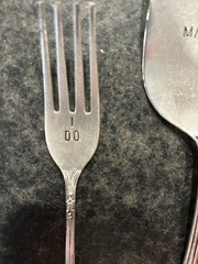 Mud Pie Silver Wedding Cake Server And Fork Set Used Once BIN B