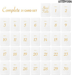 Wedding Table Numbers 1-30 Gold Card Holders Set | Elegant Table Seating Signs f