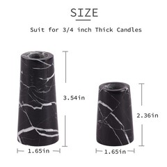 Luxurious Marble Candle Holders Black Candlestick Holders, Set of 2 for 3/4″ …