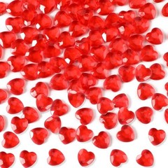 240 Pcs Gems, Valentines Day Decoration Acrylic Crystals 3D Shaped Red Heart