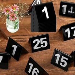 FAVSTOCK Double Sided Plastic Table Numbers for Restaurant, Wedding Seating