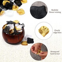 1600 Pcs Bulk Artificial Rose Flower Petals for Wedding Gold, White, Black