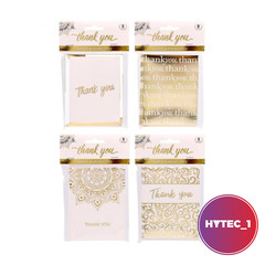 BULK BLANK GOLD WHITE THANK YOU CARDS AND ENVELOPES DIY CARDS X 192 PACK
