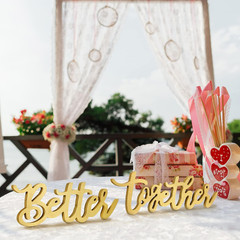 11.8″ Better Together Wedding Table Sign, Gold Elegant Wood Letters for Sweethea