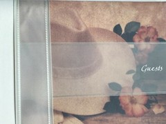 Western Wedding Guest Book, Pastel and Ivory Cowboy Hat and Roses