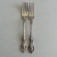 New 18/10 Reed & Barton Gold 2 piece Fork Set WEDDING / Engraved I Do and Me Too