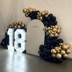 Black and Gold Balloons Garland Arch Kit, 134pcs Black and Metallic Gold Ball…
