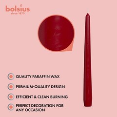 BOLSIUS Dark Red Taper Candles – 4 Pack Unscented 10 Inch 10 inch,