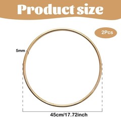 2 Pack 18inch Metal Floral Hoop Wreath Macrame Gold Craft Hoop Rings for Maki…