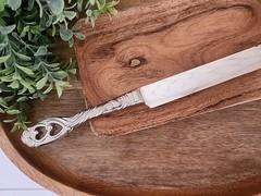 Vintage Ornate Silver Scroll Cake Knife – Elegant Wedding Dessert Server 12″