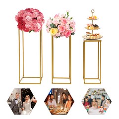 3PCS Golden Metal Stand Wedding Decoration Road Lead Flower Centerpieces Column