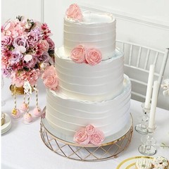 Gold Clear 16 in Round Metal Glass Geometric CAKE STAND Wedding Home Decorations
