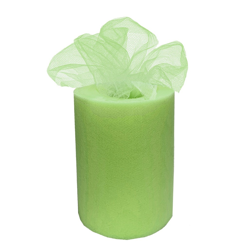 Lime Green Tulle Ribbon Decor – 6″ x 100 Yards, Fabric Netting, Easter