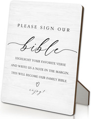 Bible Guest Sign, Wedding Shower Decorations, Please Sign Our Bible Wooden Stan