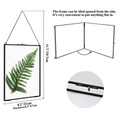 TLBTEK 8X12inch Picture Frames,Brass Hanging Double Glass Frame for Pressed F…