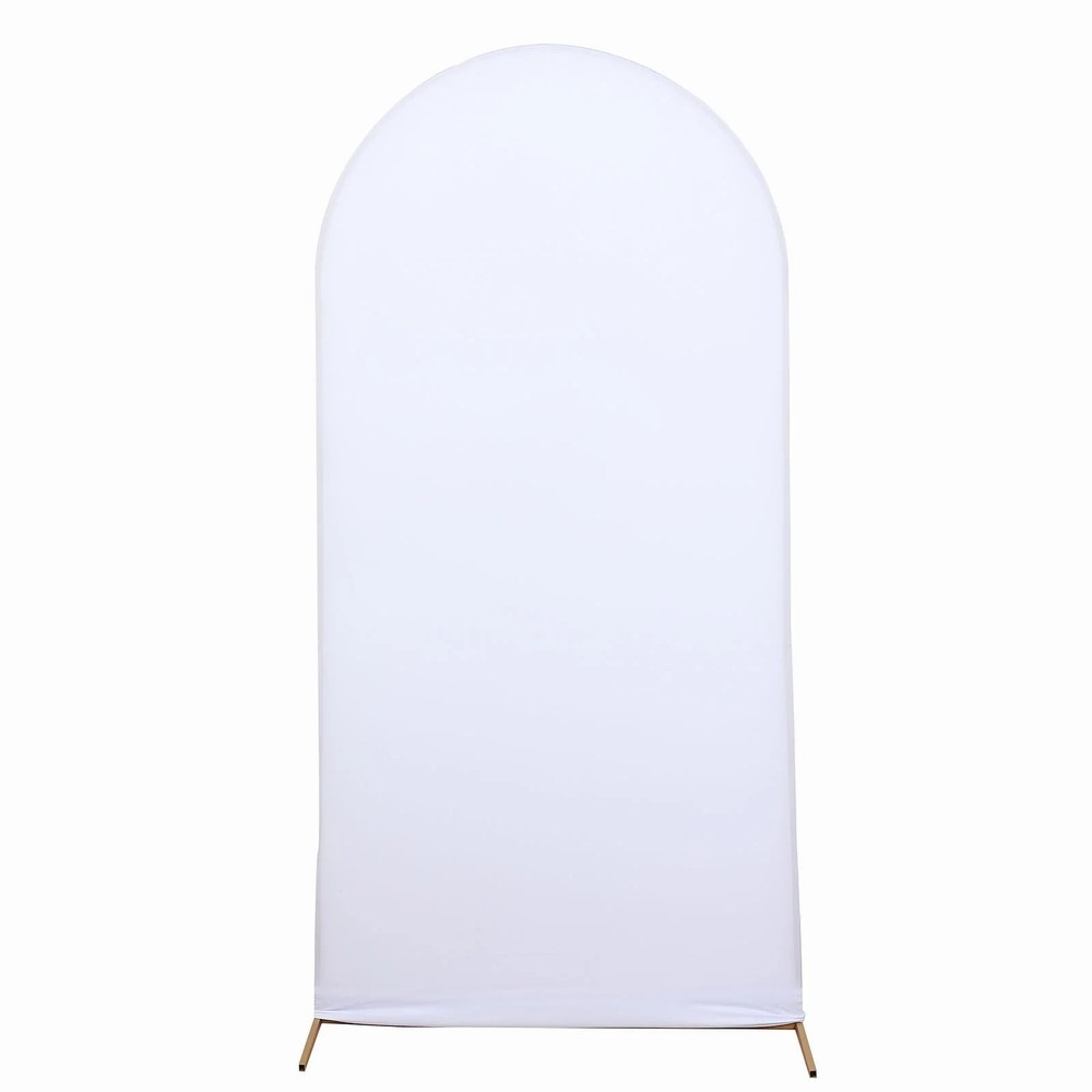 White Chiara Arch Cover 2.6x6FT Stretch Spandex Wedding Backdrop Cover Round Top
