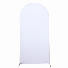 White Chiara Arch Cover 2.6x6FT Stretch Spandex Wedding Backdrop Cover Round Top