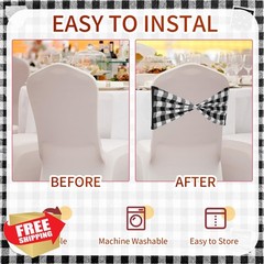 Newwiee chair sashes black white checkered spandex 24pc