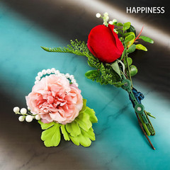 4 Pieces Elastic Pearl Wrist Bands and 15 Pairs Floral Boutonniere Magnets Corsa