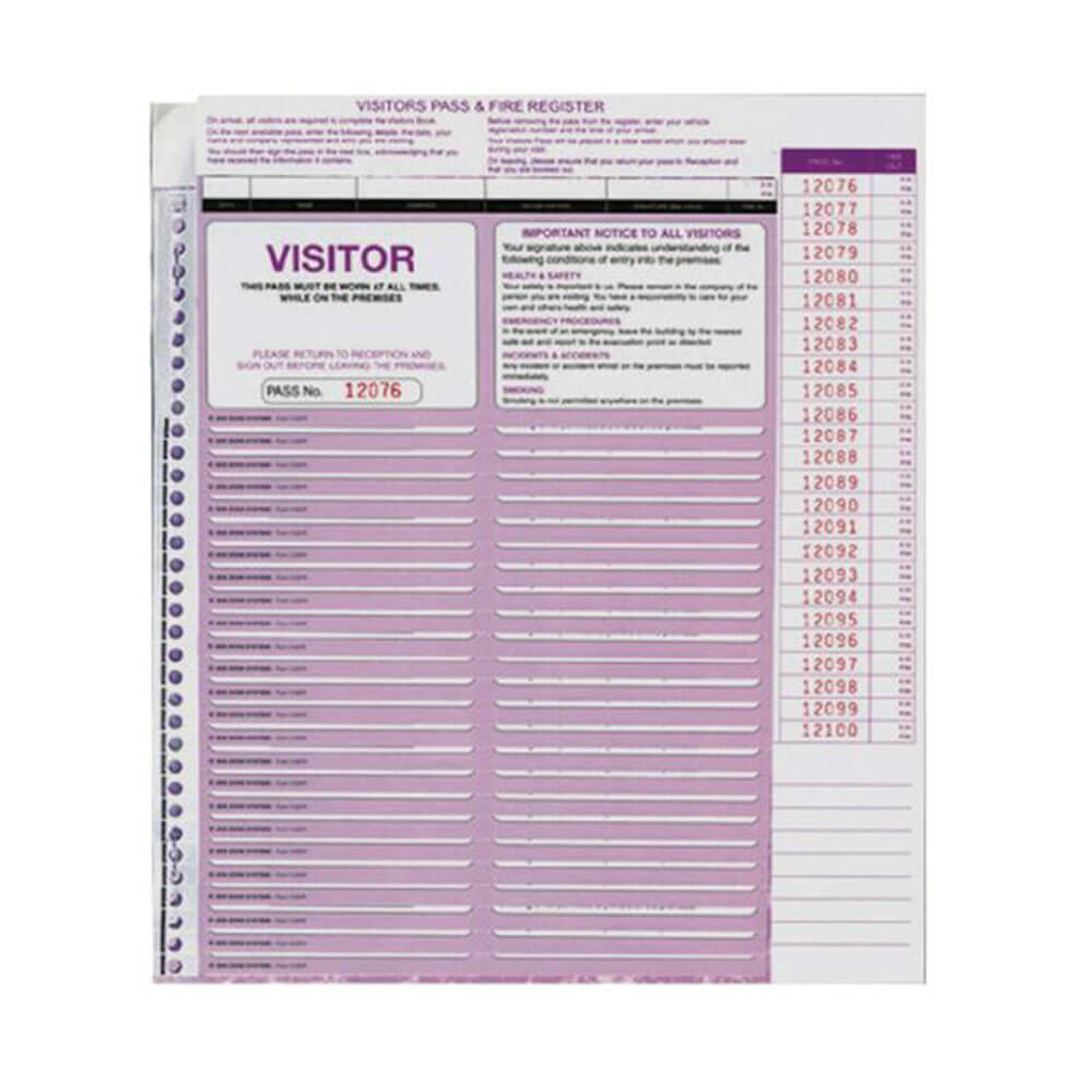 Zions Systems Corporate Security And Fire Visitor Pass 250 Slips Premium Quality