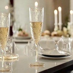 Oojami 6 Oz Gold Glitter Plastic Champagne Glasses 24 Pack 6 oz,