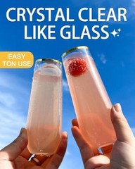 24 Pack Champagne Flutes Plastic, 9 Oz Disposable Stemless Mimosa Gold-24 Pack