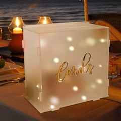 Acrylic Wedding Card Box String Light Frosted Gift Reception Money Party