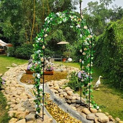 SCENDOR Metal Pergola Arbor, 95.3″ H x 45″ W Garden Wedding Arch Curved Black