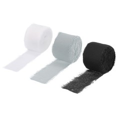 3 Rolls Chiffon Ribbon 1-1/2″ 7Yard Black/White/Light Grey