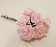 Lot of 72 pcs Baby Pink Satin Ribbon Roses Flowers 25mm 1″ 1 Inch on Wire Stem