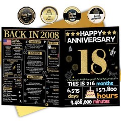 Joycard 18th Anniversary Card for Women Men, Wedding Card for Wife Husband, S…