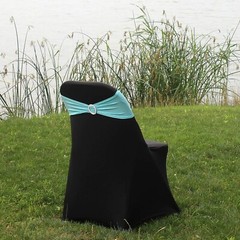 10pcs Turquoise Blue Spandex Stretch Chair Sash, Double Stitched Workmanship,…