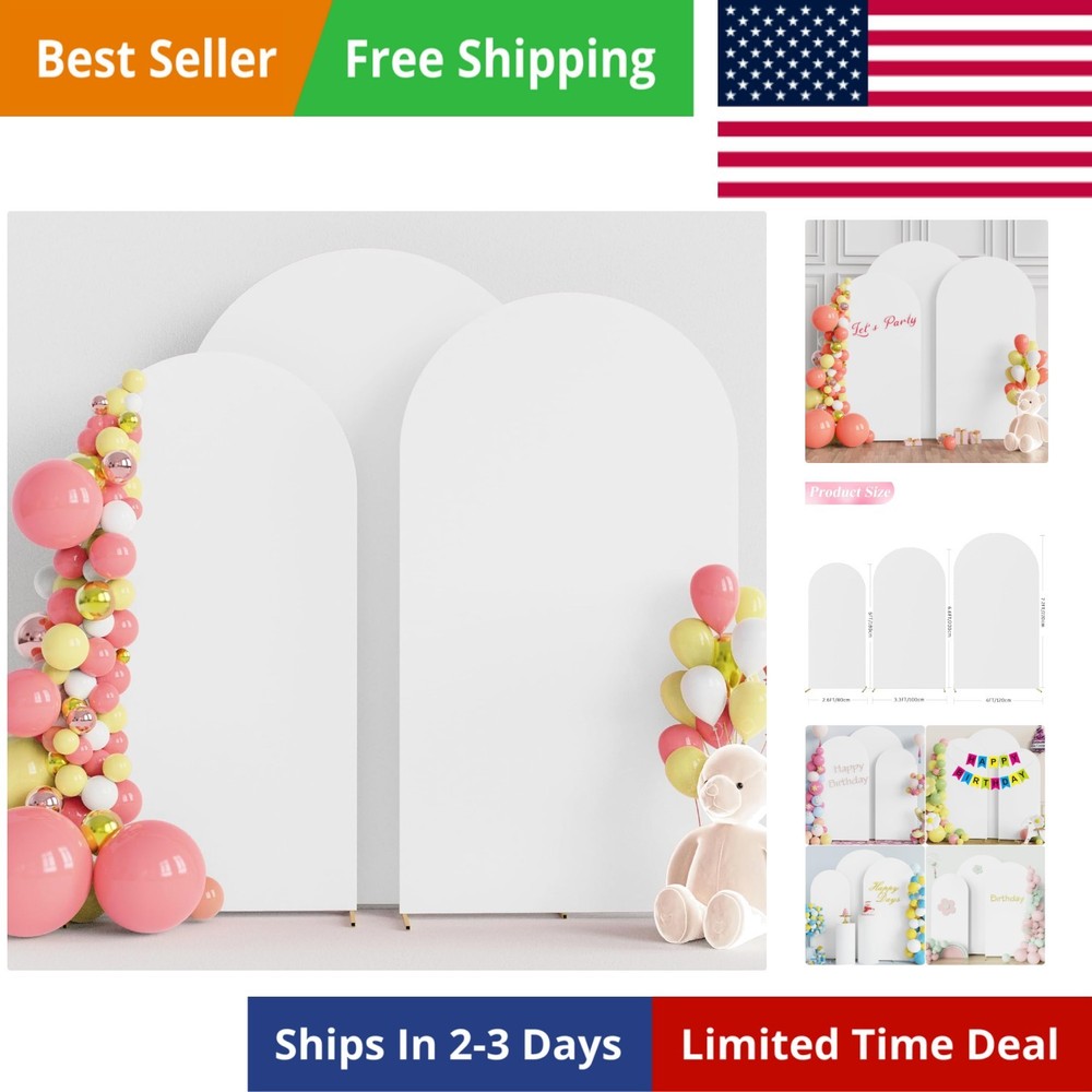 Wedding Arch Cover 7.2FT, 6.6FT, 6FT Set of 3 Spandex Fitted Wedding Arch Sta…