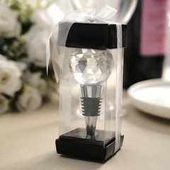 SILVER CLEAR Crystal Glass Ball Metal Wine BOTTLE STOPPER Wedding Favor Party