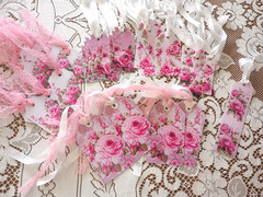 Shabby Chic Rose Romantic Wedding Bridal Baby Shower Garden Hang Tags