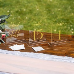 15 PCS 5×7 Clear Arch Acrylic Wedding Table Numbers 1-15 with Gold Font