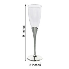 5 oz Plastic SILVER Champagne FLUTES Glasses Wedding Disposable Tableware Party