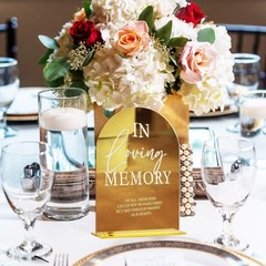 Gold Acrylic Wedding Table Centerpiece Memorial Sign In Loving Memory Decor