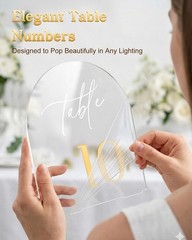 Arched Wedding Table Numbers 1-10 Stands 5.5×7 Gold Number Clear Acrylic Sign