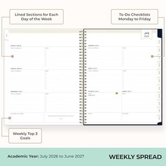 Day Designer 2026-2027 Weekly and Monthly 8.5″ x 11″ Peyton Navy- 2026/2027