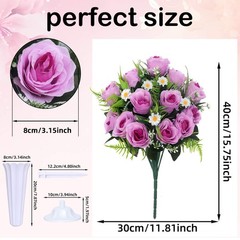 IDMOP Artificial Cemetery Flowers Set 2PCS Memorial Grave 2 Bouquets, Purple