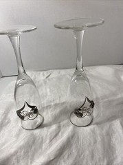 2 Vintage Rawcliffe Toasting Flute Glasses Pewter 25 Year Anniversary