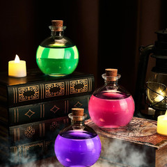 Tessco for You 3 Pcs Christmas Potion Bottles Glass round Clear Potion Jars 8.5
