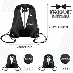12 Pieces Groomsman Gift Bags for Wedding Include 1 Best Man and 11 Groomsman Pr