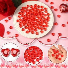240 Pcs Gems, Valentines Day Decoration Acrylic Crystals 3D Shaped Red Heart