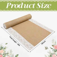 20 Ft x 36 in Natural Burlap Wedding Aisle Runner Rustic Jute Weddings Runway