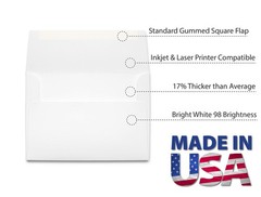 Envelope, A1 White 3 5/8″ x 5 1/8″ Square Flap – 100 3 x 5 1/8″,