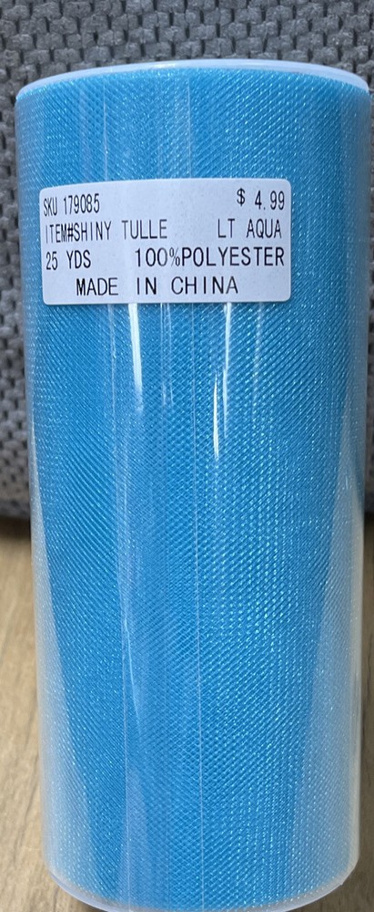 Shiny Tulle LT Aqua – 25 yds 6” wide 100% Polyester 179085