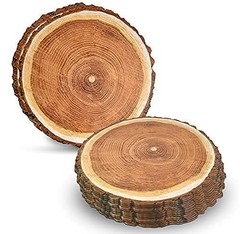 Disposable Wooden Slice Paper Place Mats 50 Pack 13.5″ Round Rustic Brown